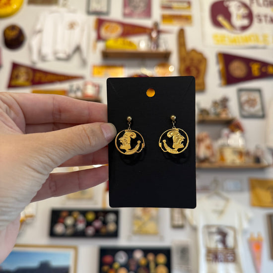 Hanging FSU Osceola Head Post Earrings