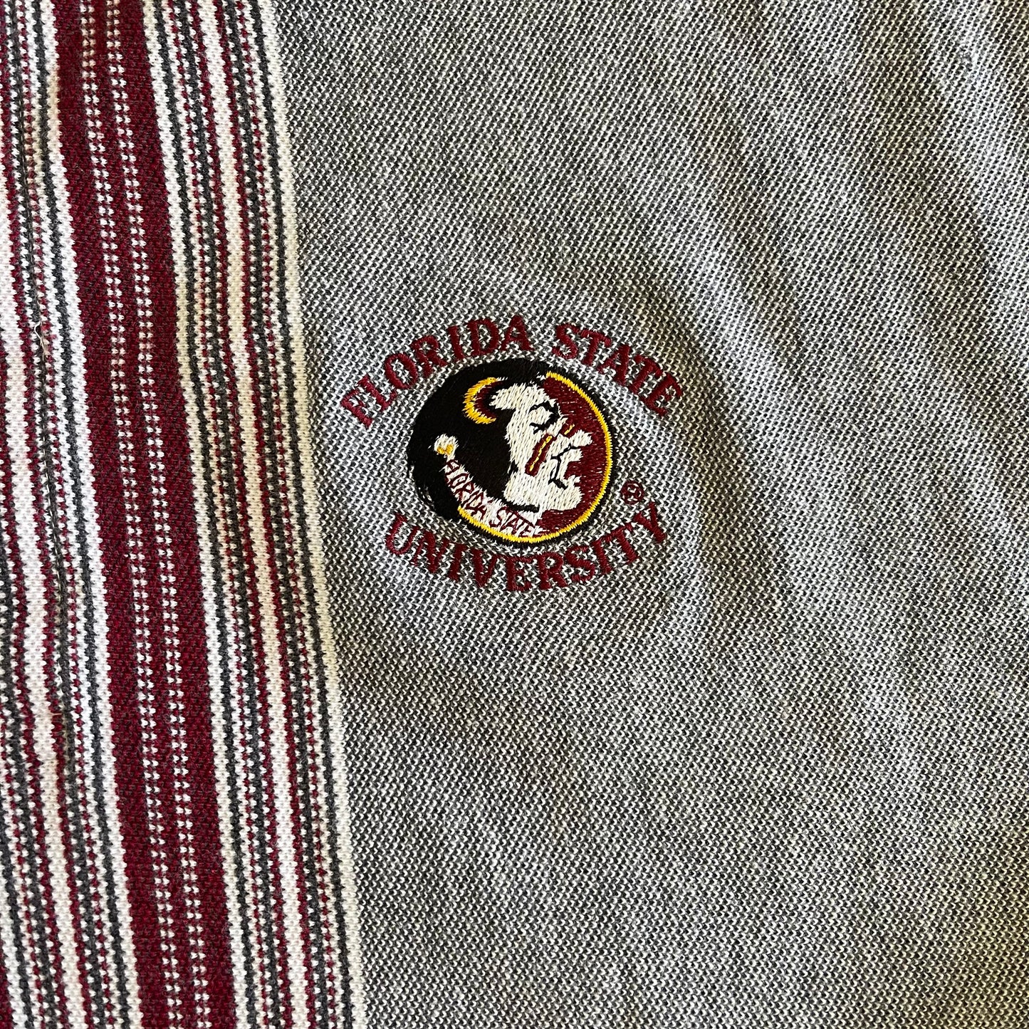 Florida State Garnet and Grey Antigua Striped Polo