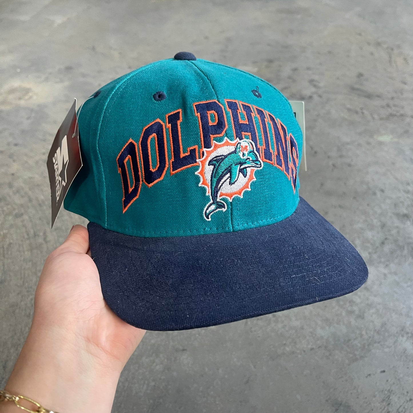 Dolphins Navy Brim Starter Hat