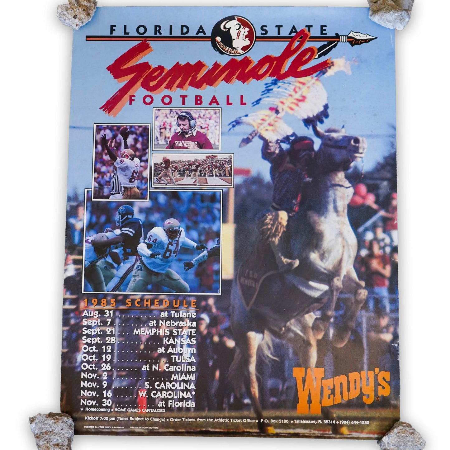1991 Wendy's Florida State Seminoles Football Poster