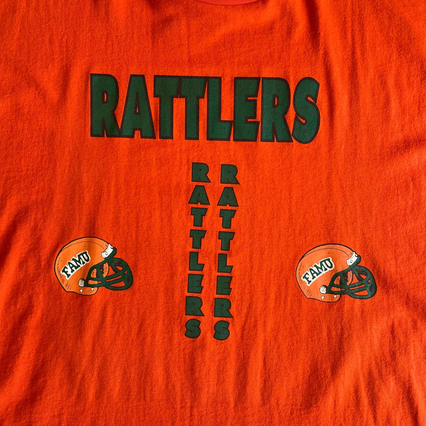Rattlers Spell Out Helmet Shirt (Orange)- XL