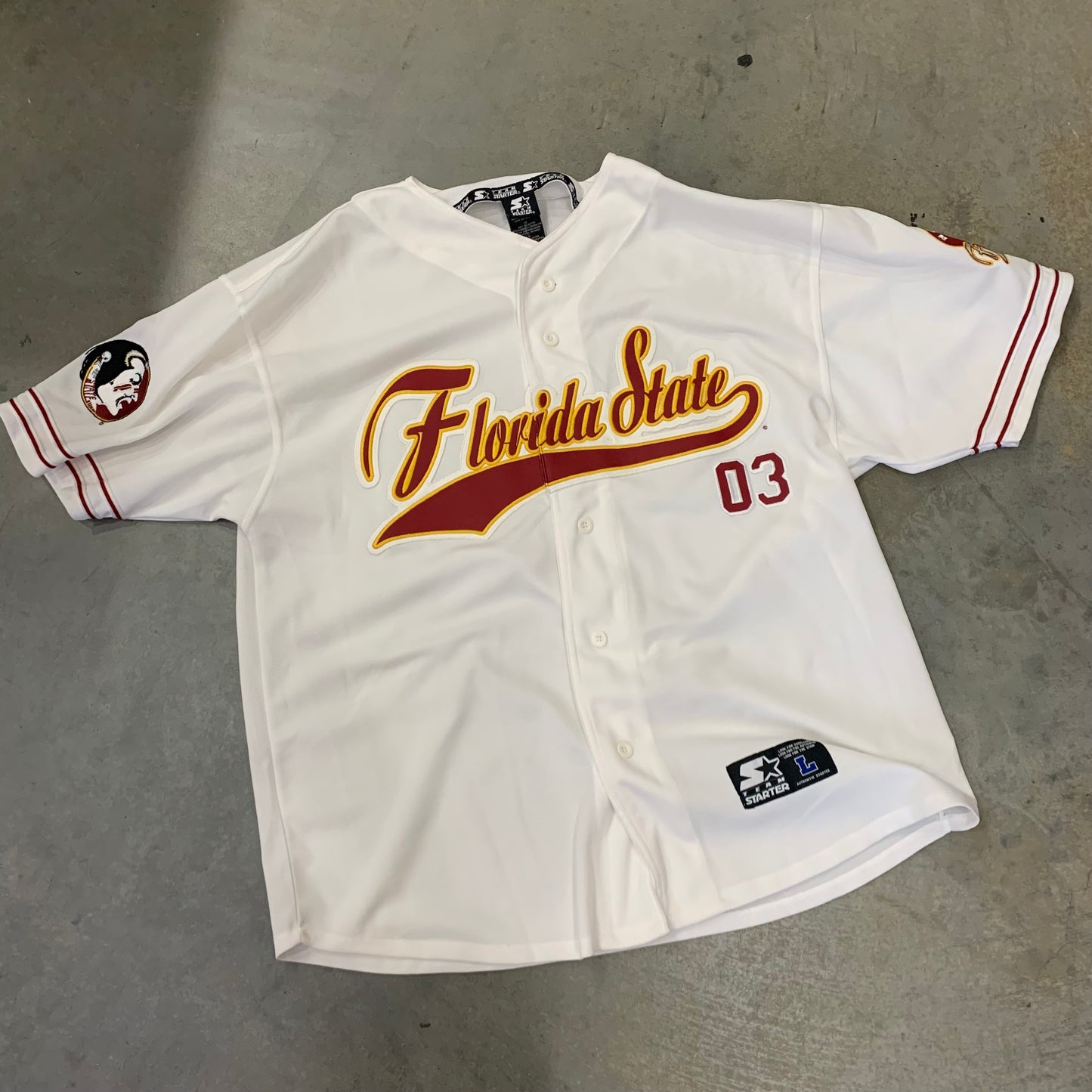 FSU White Starter Baseball Jersey