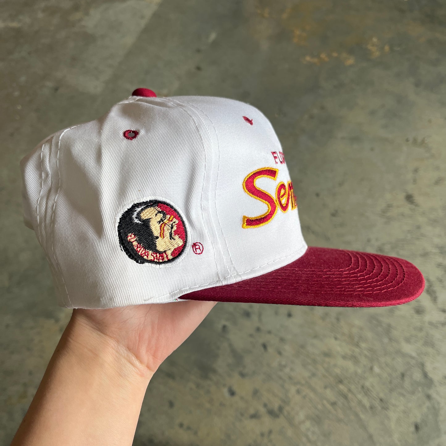 FSU Sports Specialties Double Line Script Hat (White Dome)