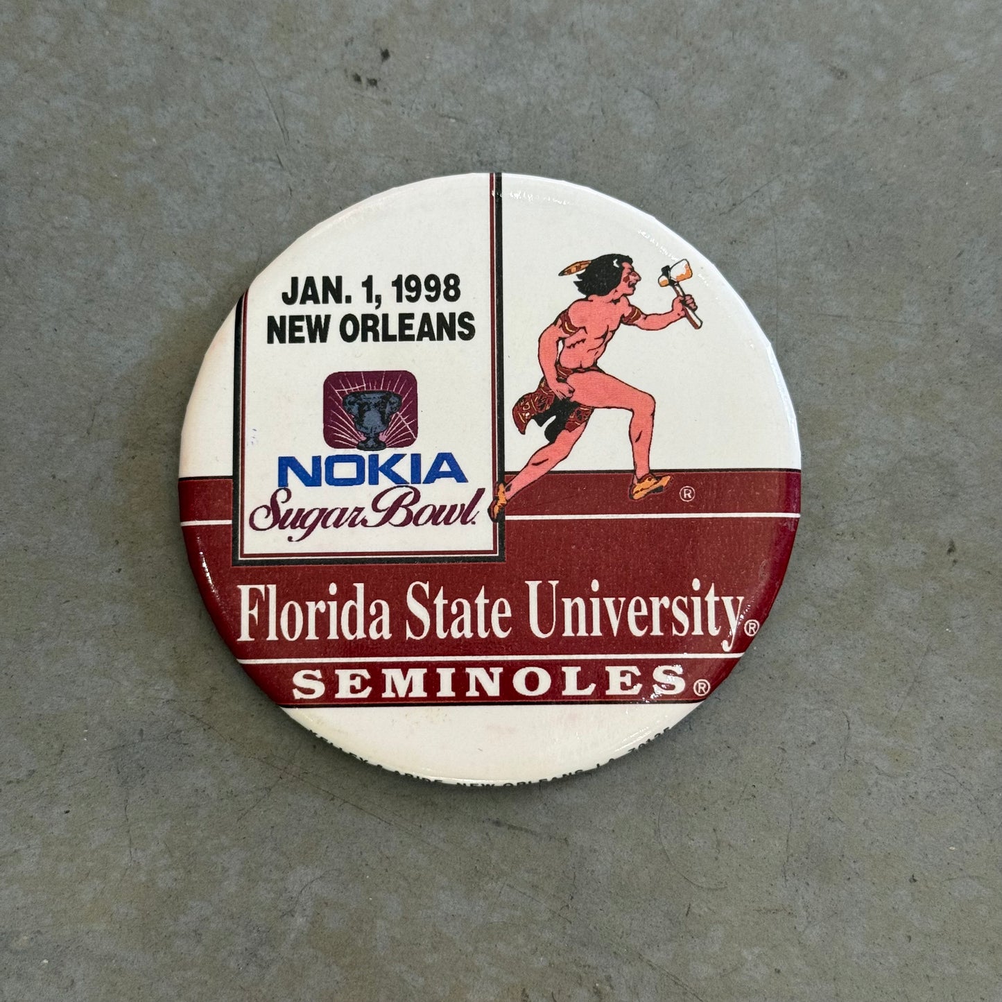 1998 Florida State Sugar Bowl Pinback Button