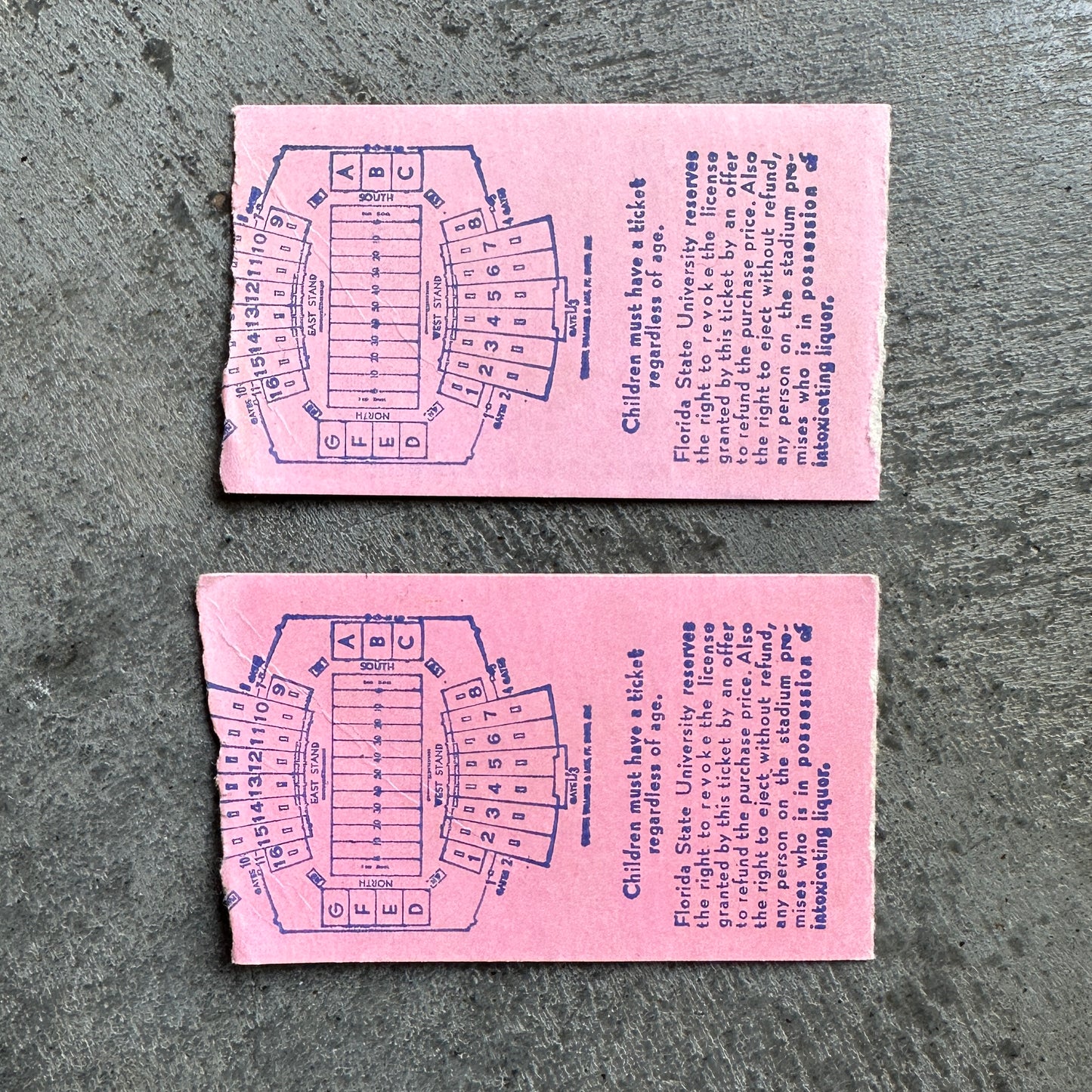 1969 FSU v. Memphis State Sammy Seminole Tickets