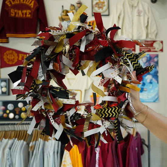 Handmade Garnet & Gold Ribbon Wreath