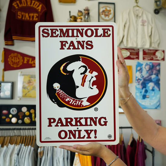 Seminole Fans White Parking Sign