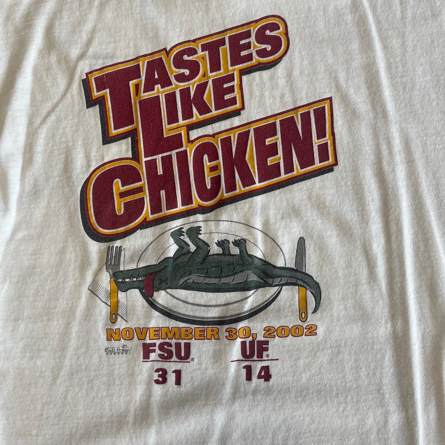 2002 FSU vs. UF Fried Gator Shirt - M