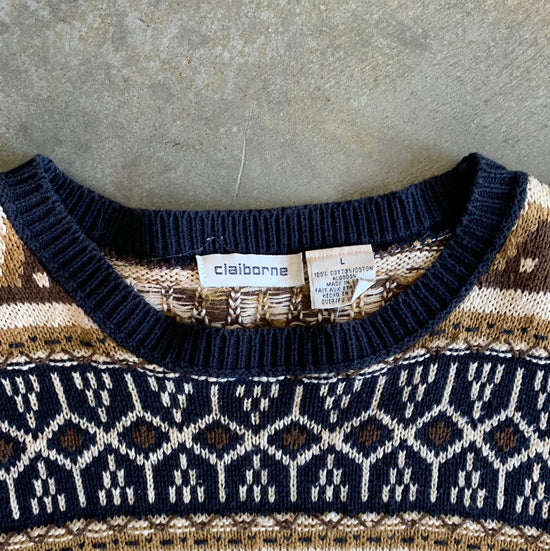 Claiborne Brown & Blue Knit Sweater - M