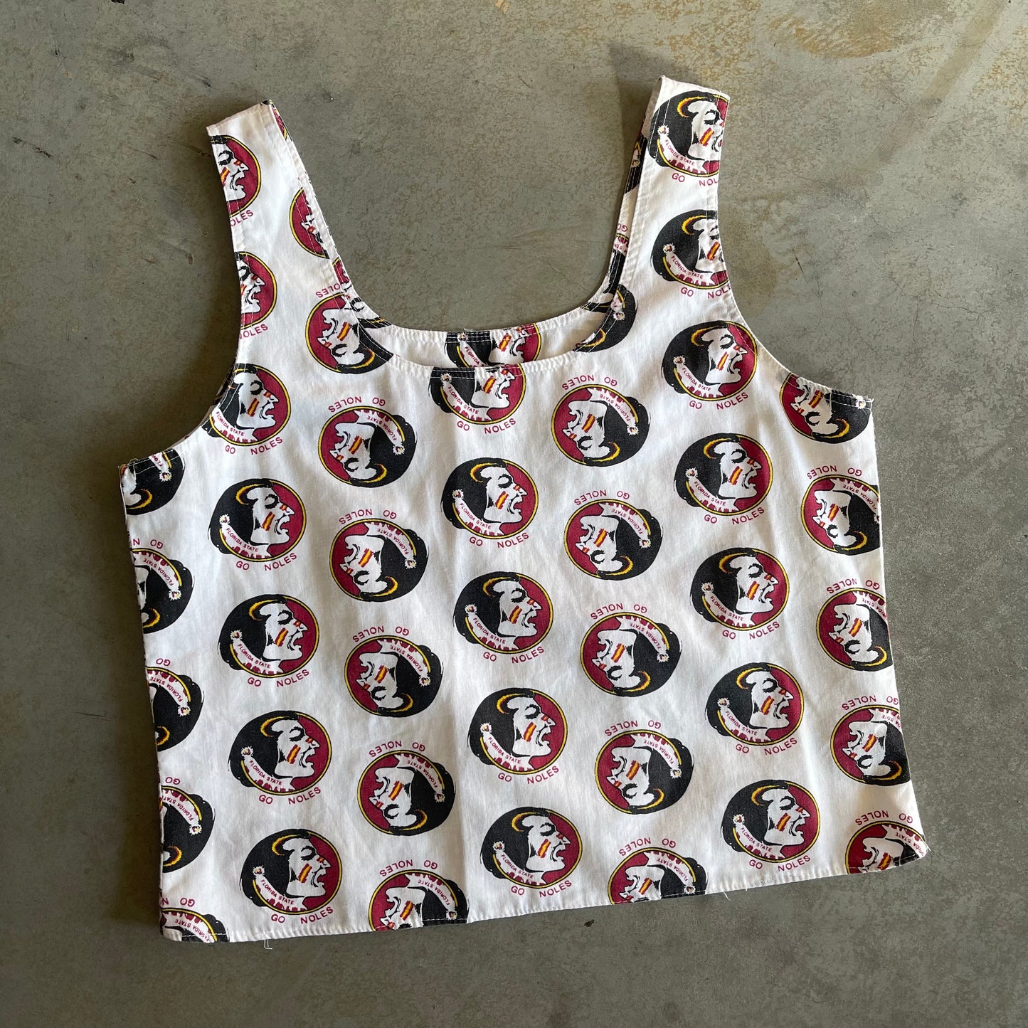 FSU White Seminole Heads Crop Tank