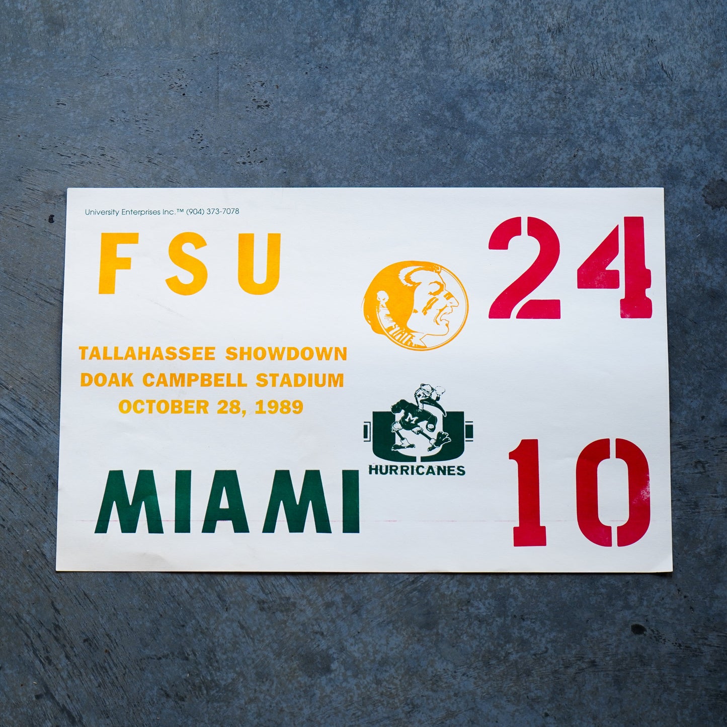 1998 FSU v Miami Score Card