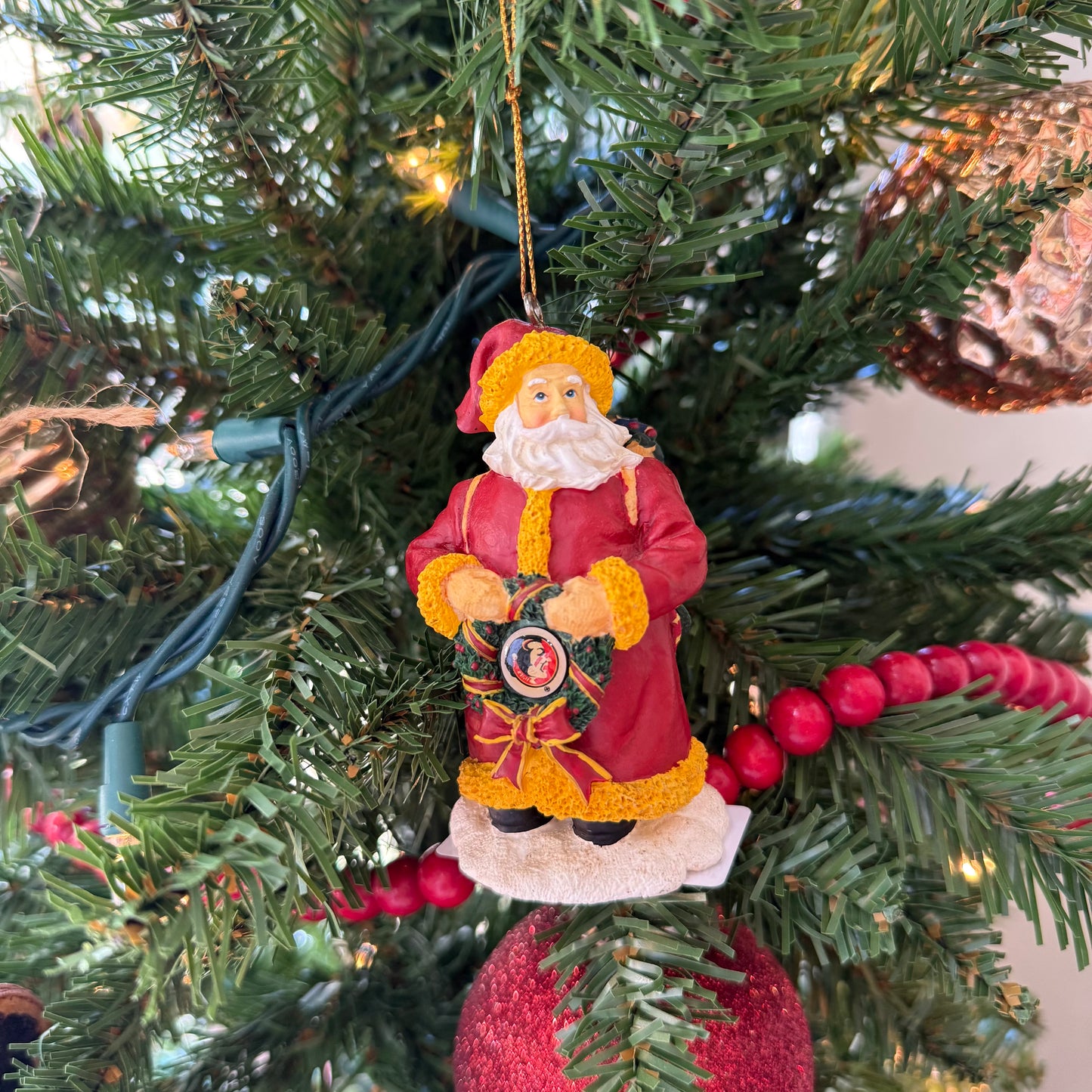 FSU Wreath Santa Ornament