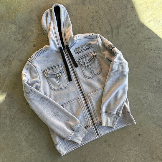 Grey Affliction Zip Up - L