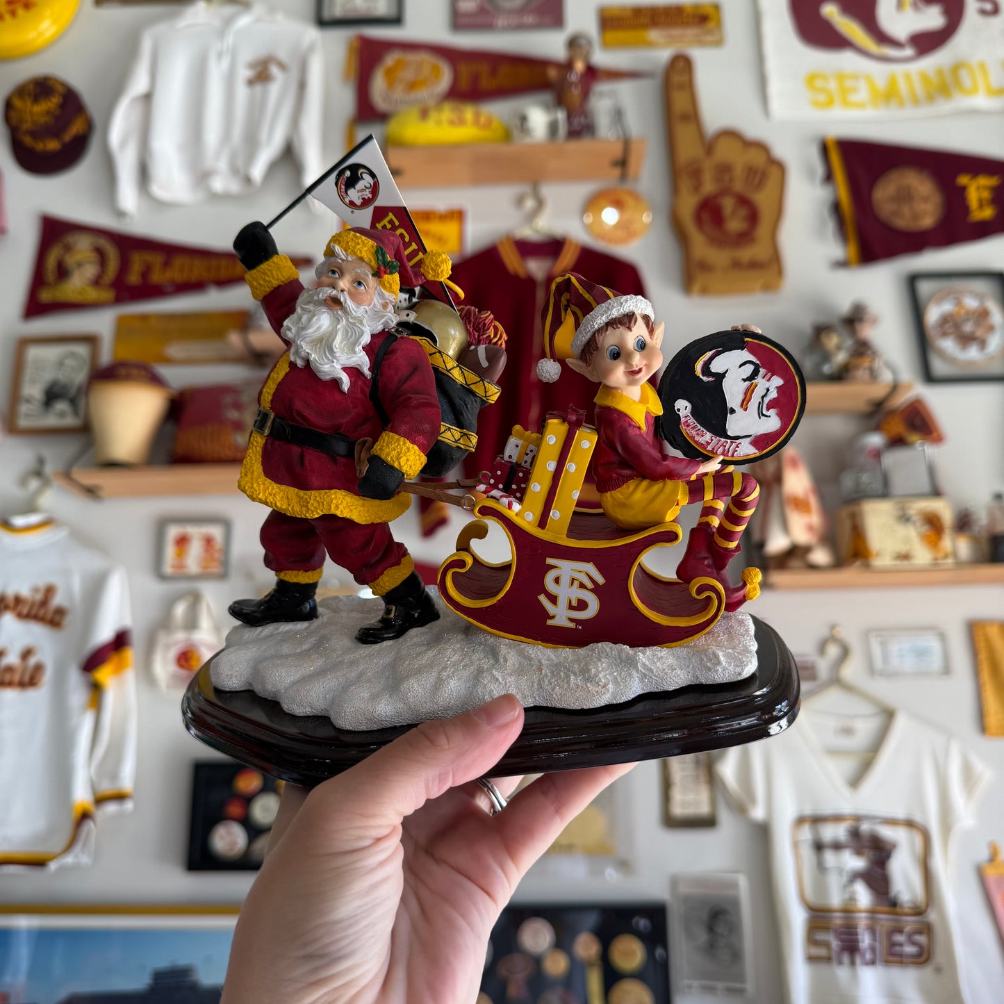 FSU Santa Sleigh Figurine