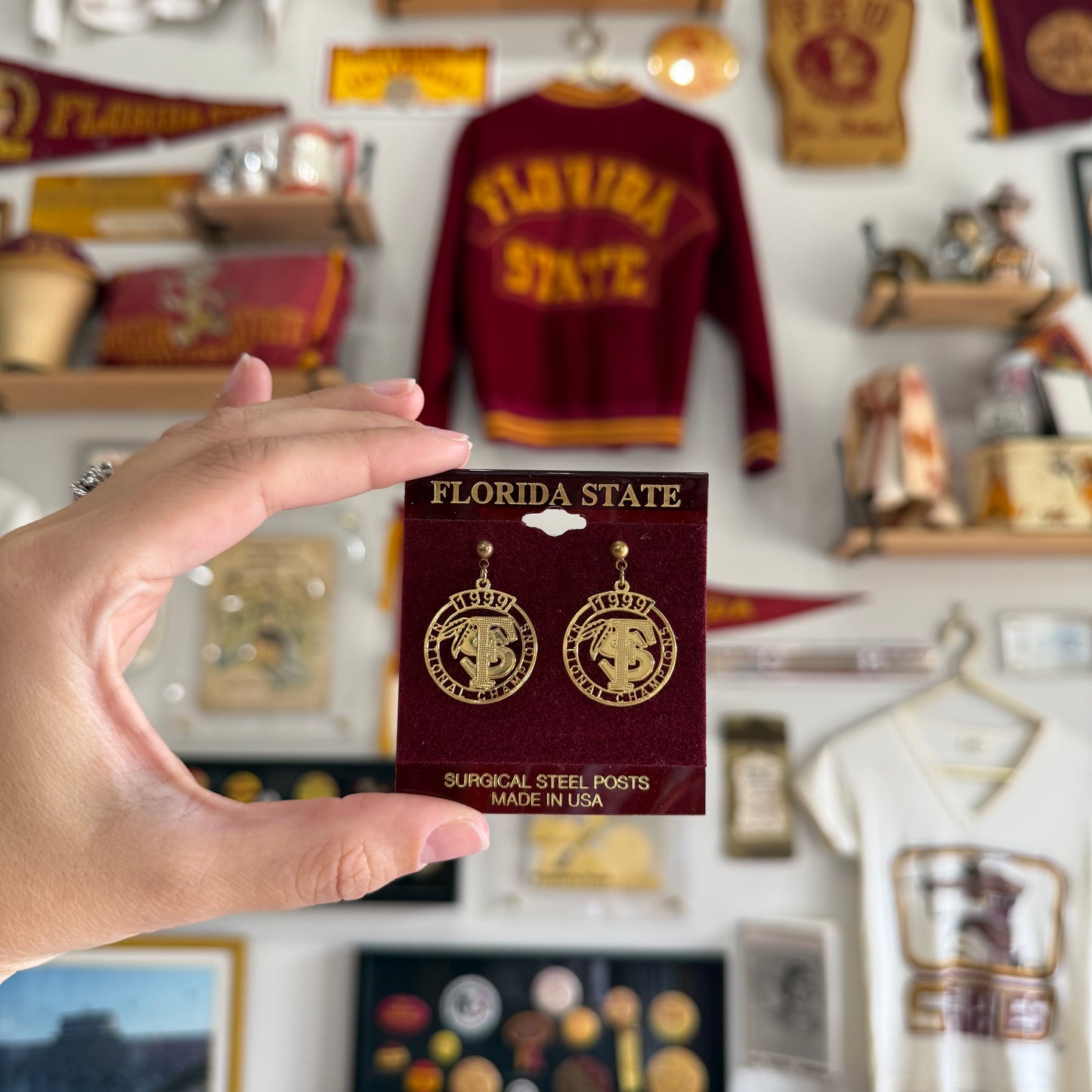 FSU 1999 National Champ "FS" Post Earrings