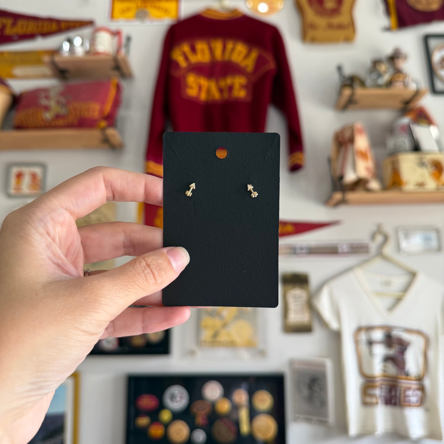 14K FSU Arrow Stud Earrings