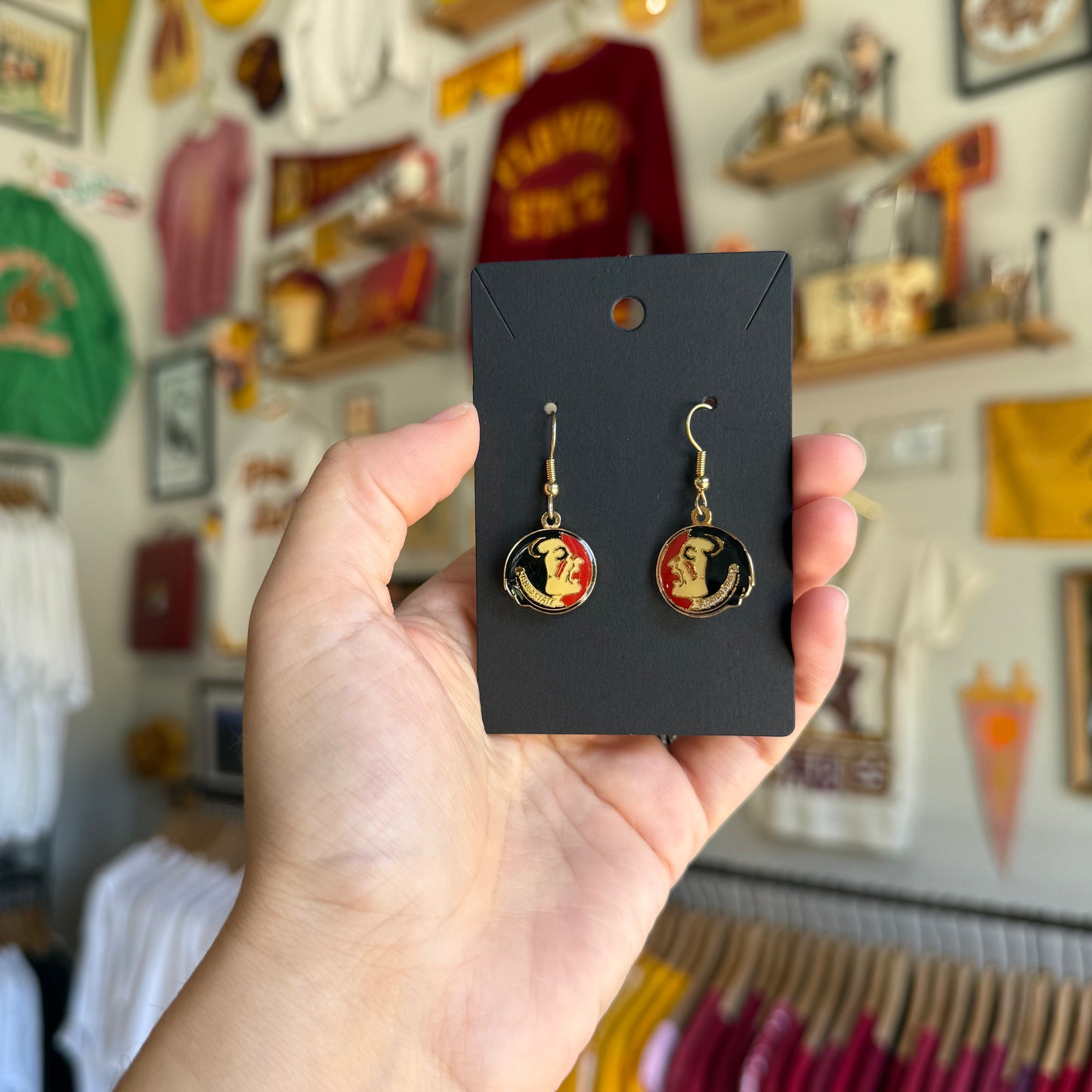 Florida State Osceola Head Dangle Earrings