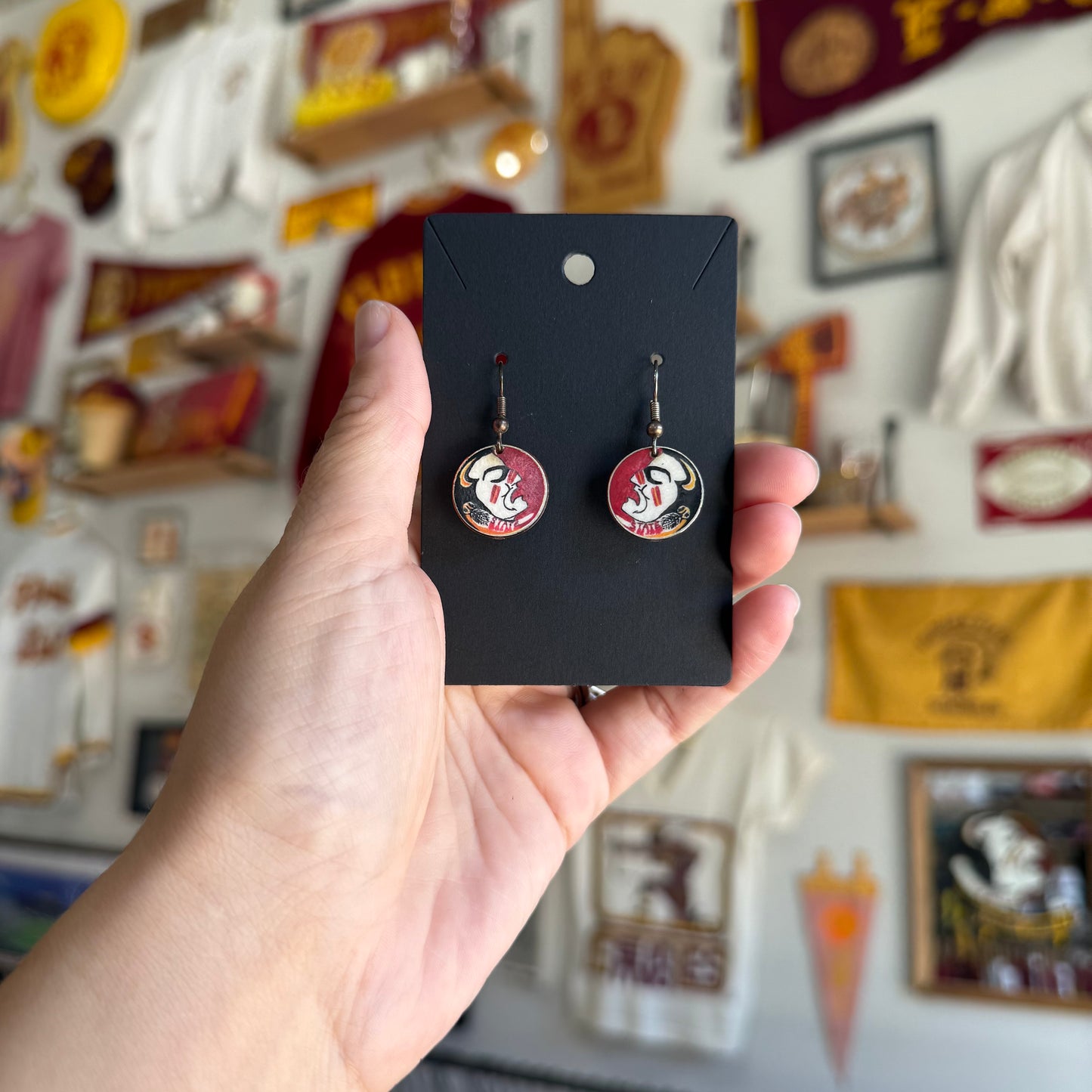 Caricature Osceola Head Dangle Earrings