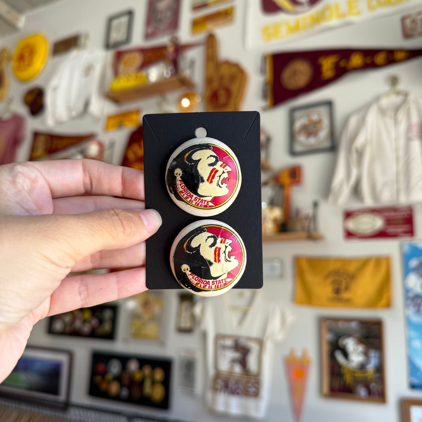 Paper Mache Osceola Head Post Earrings