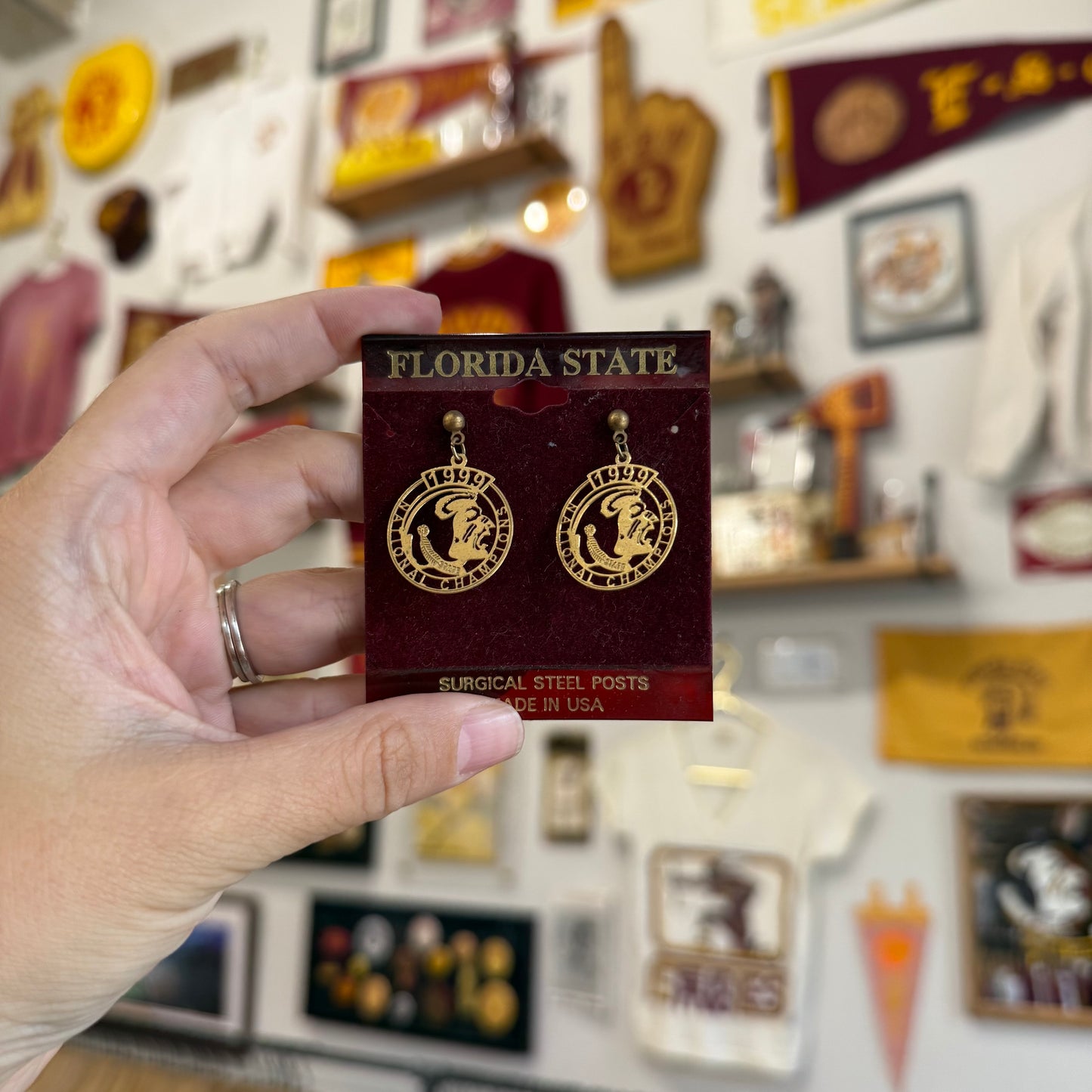 FSU 1999 National Champ Osceola Head Post Earrings