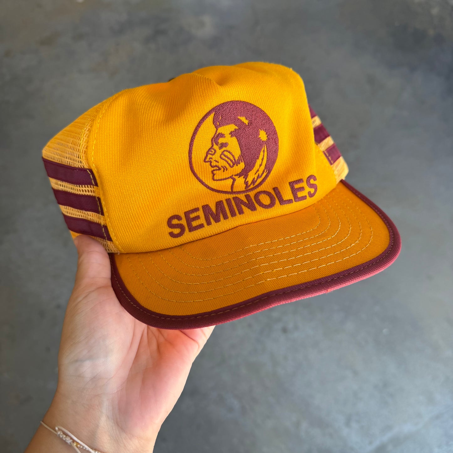 1980's Gold FSU 3 Stripe Trucker Hat