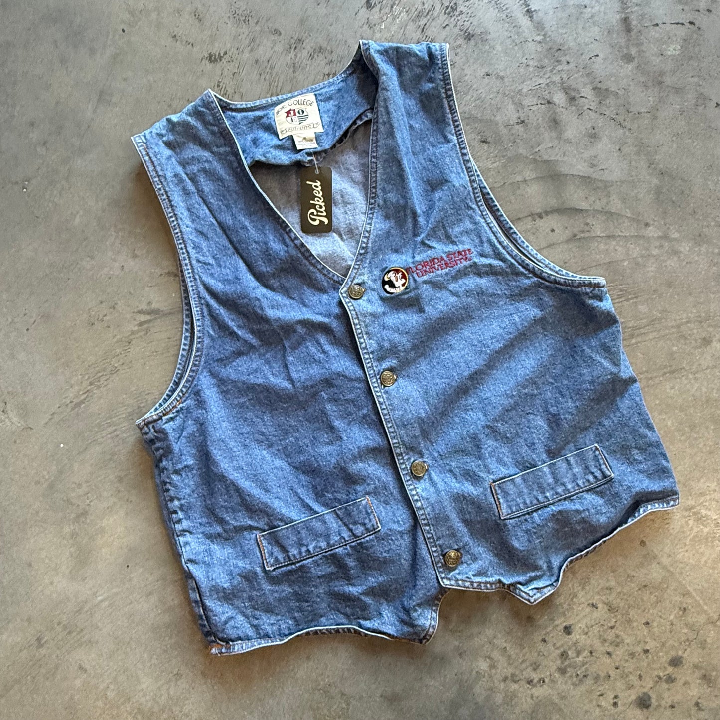Womens Joe College FSU Denim Vest