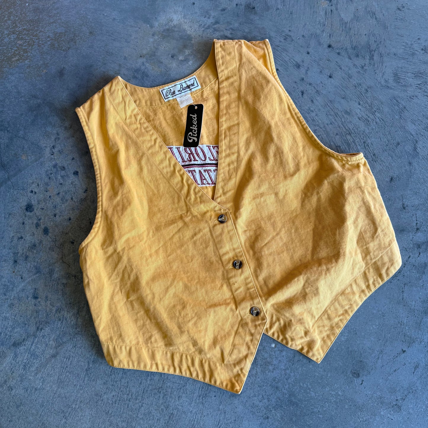 Womens Gold Embroidered Florida State Cotton Vest