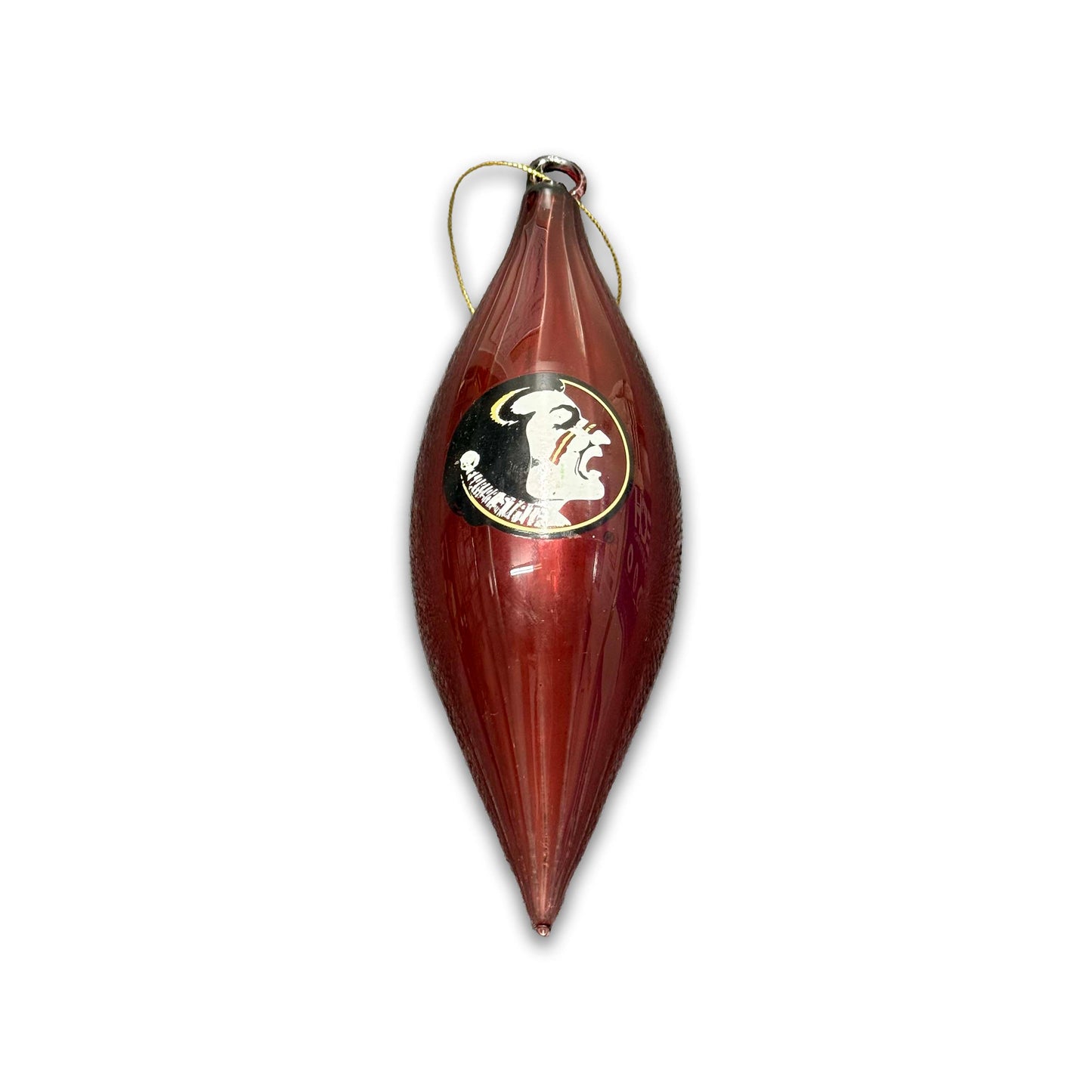 FSU Long Glass Ornament