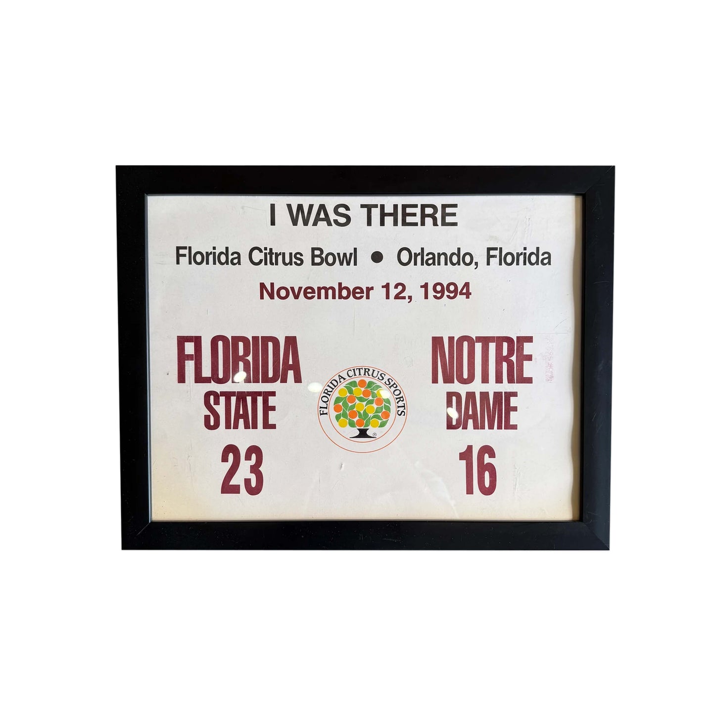 1994 FSU vs. Notre Dame Framed Score Card