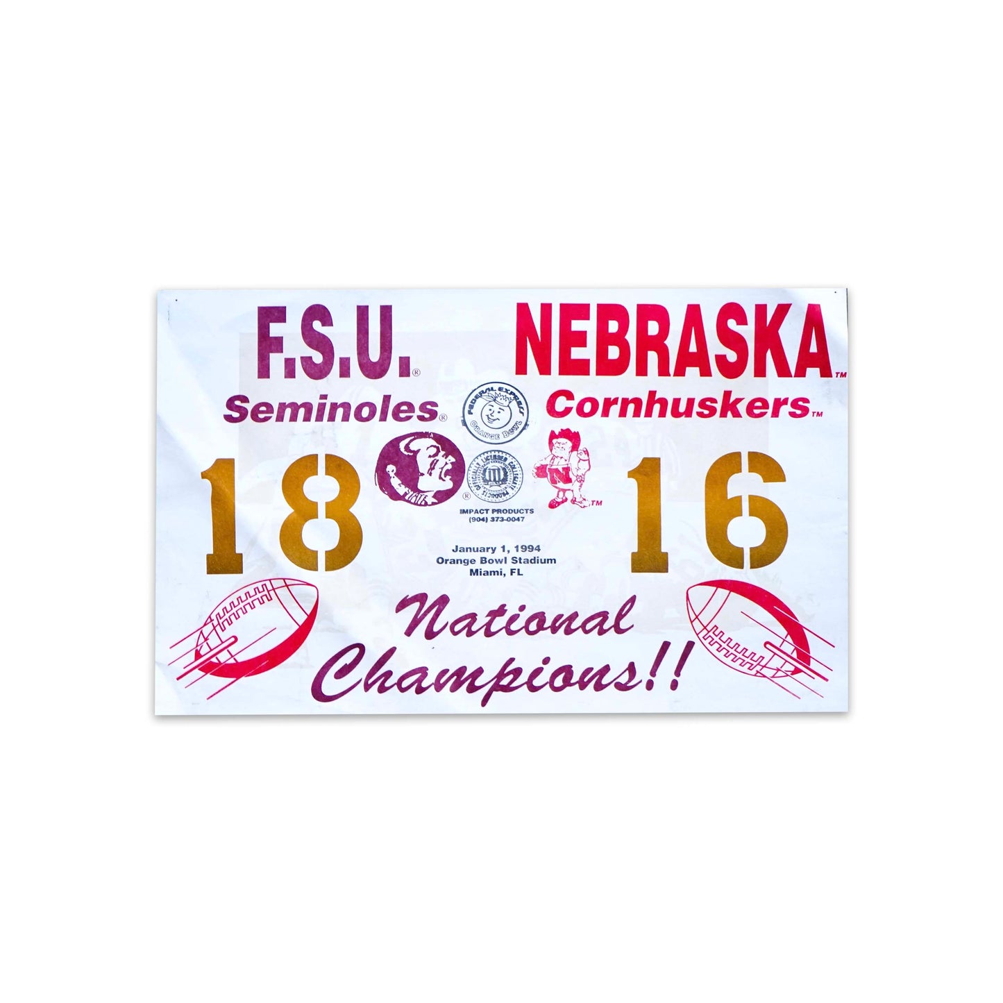 1993 Championship FSU vs. Nebraska Score Card