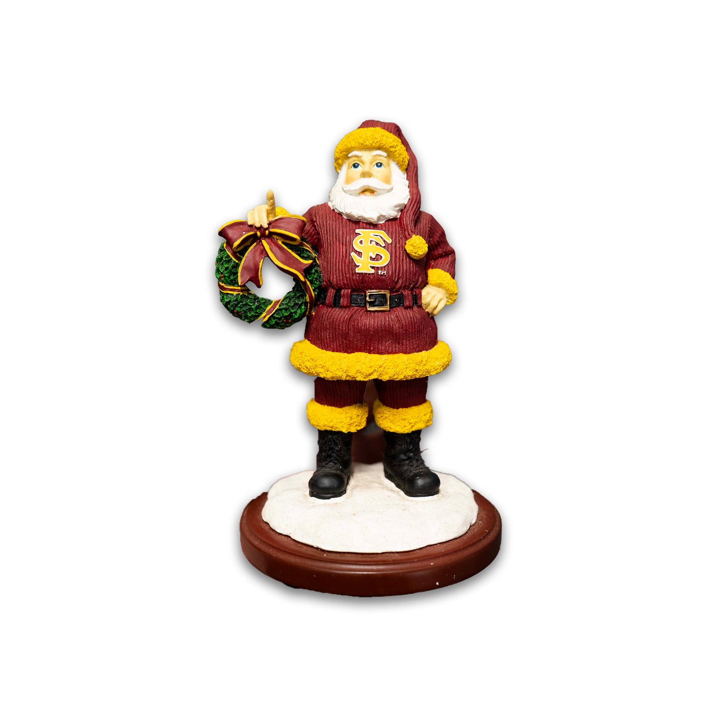 FSU Santa with Wreath Figurine