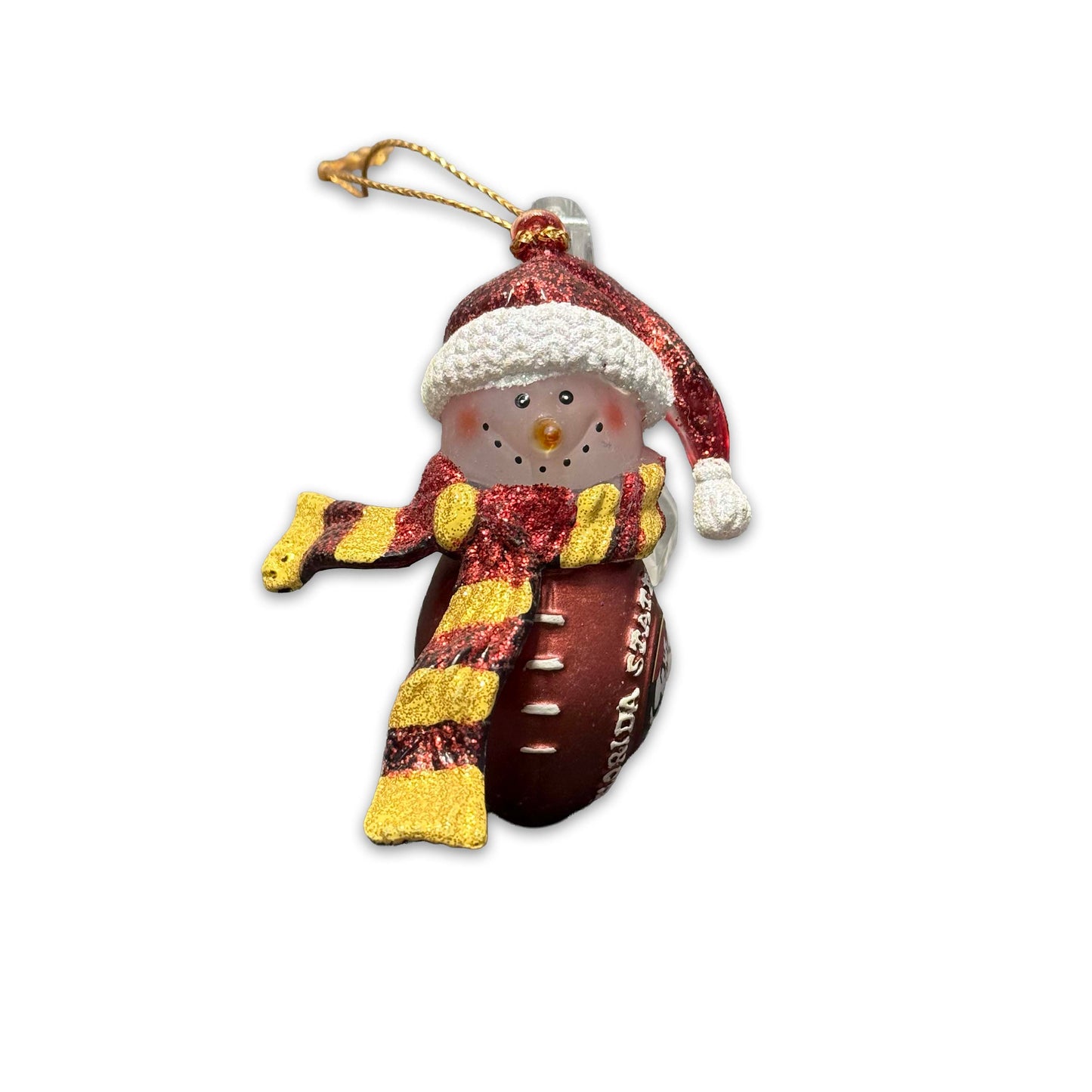 FSU Glass Snowman Ornament (Garnet & Gold)