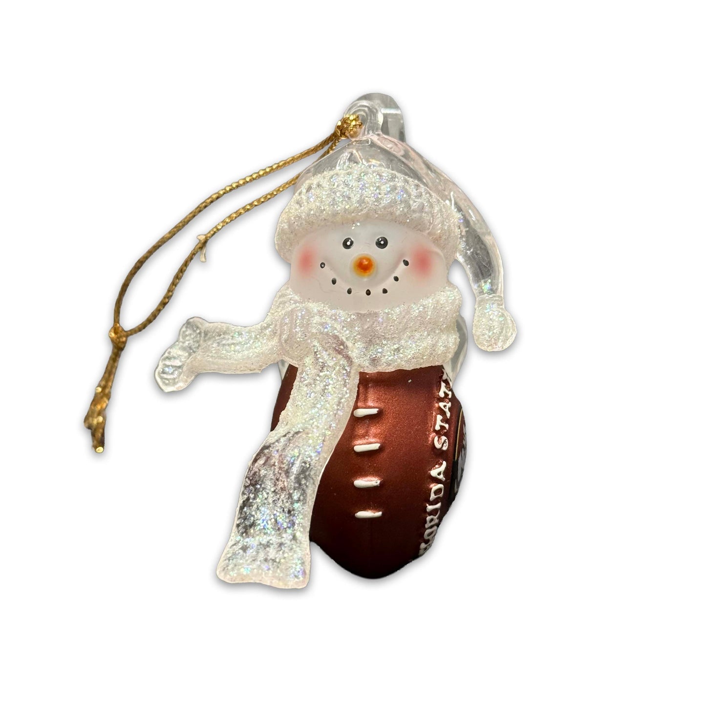 FSU Glass Snowman Ornament (Clear)