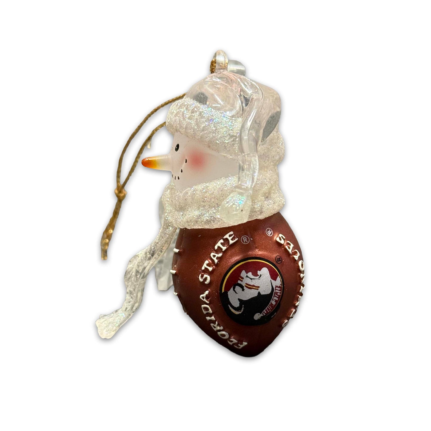 FSU Glass Snowman Ornament (Clear)