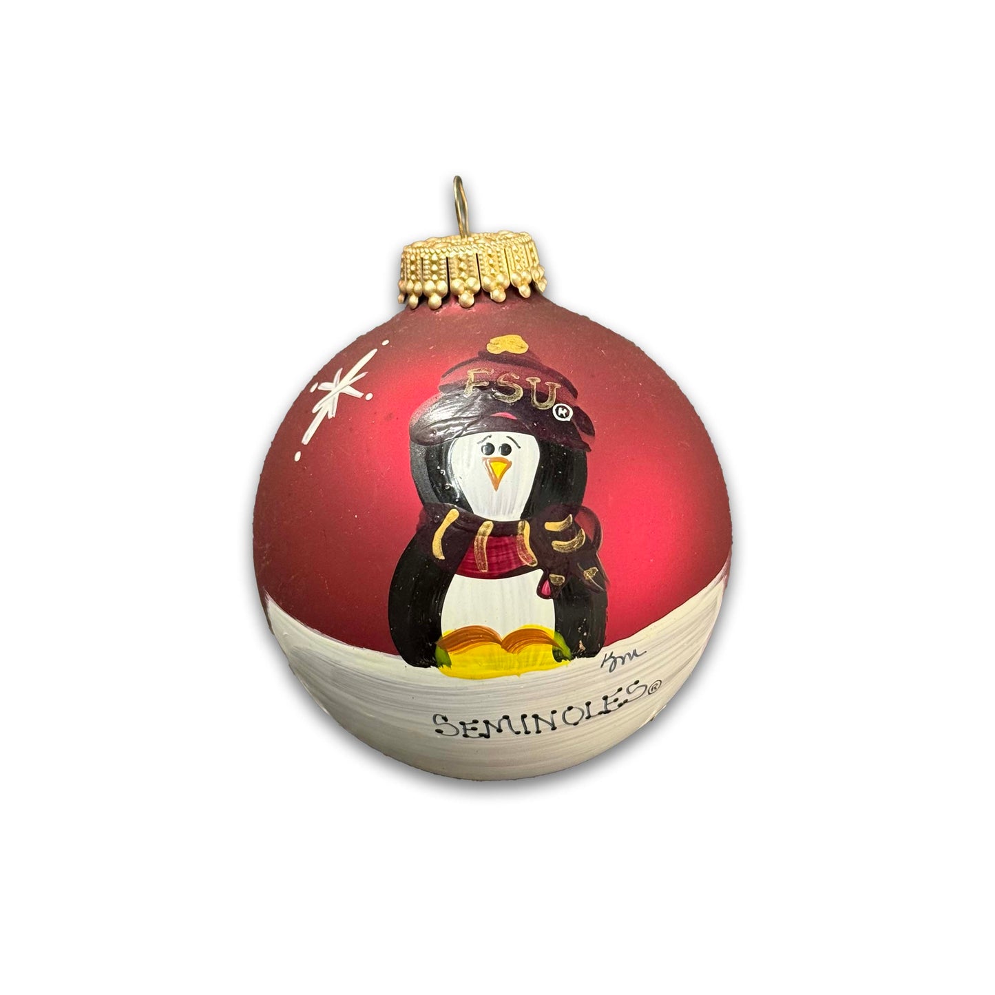 Handrawn Seminoles Penguin Ball Ornament