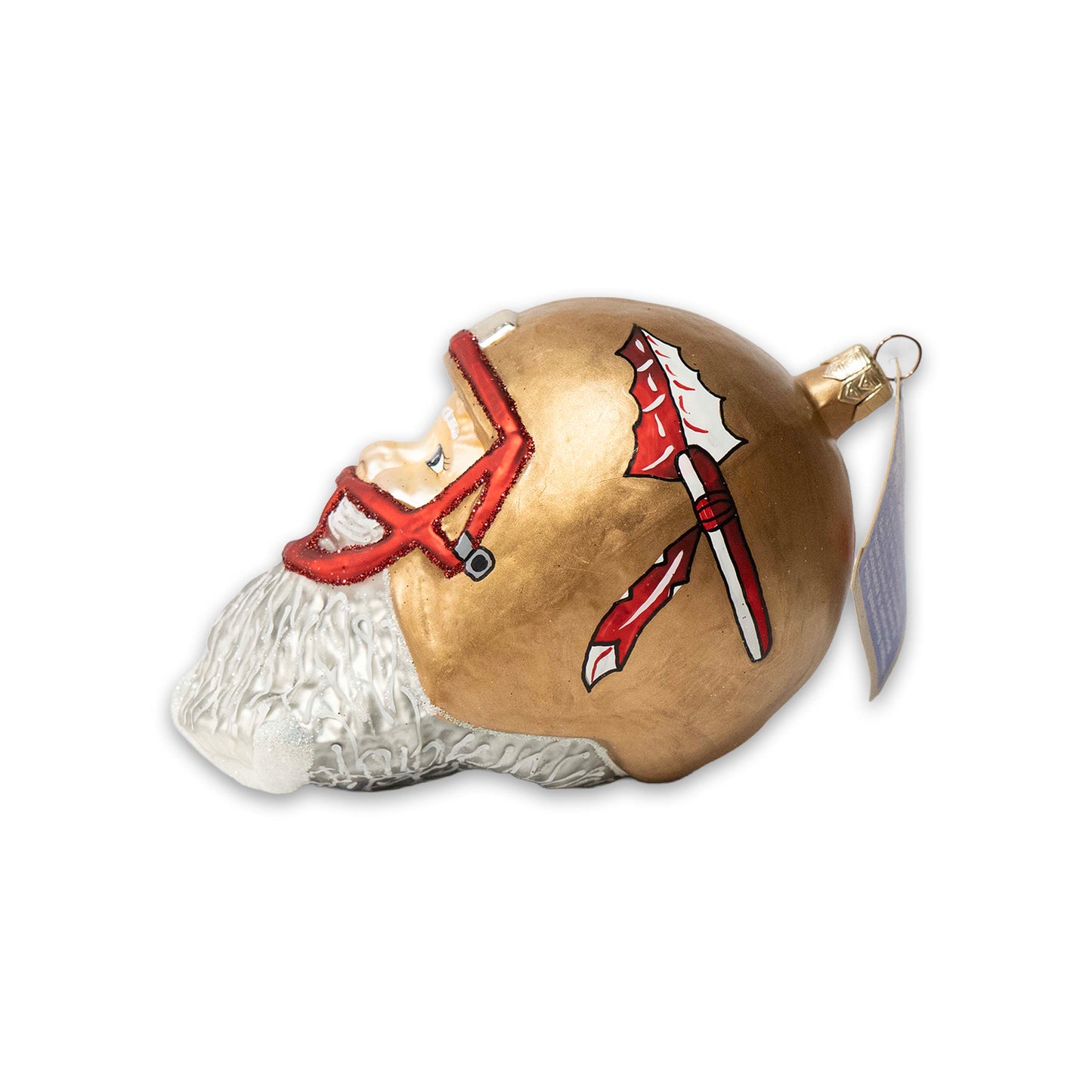 FSU Glass Santa Helmet Ornament