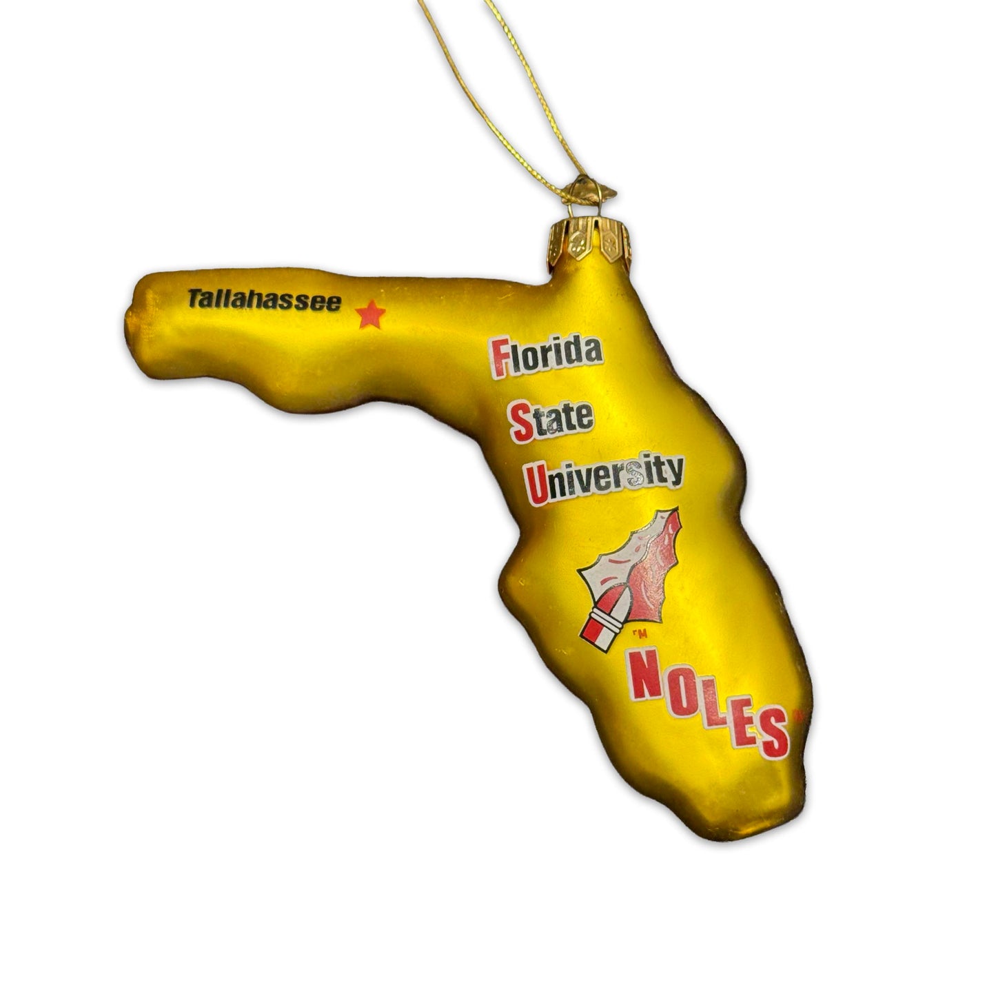 FSU NOLES State of FL Glass Ornament