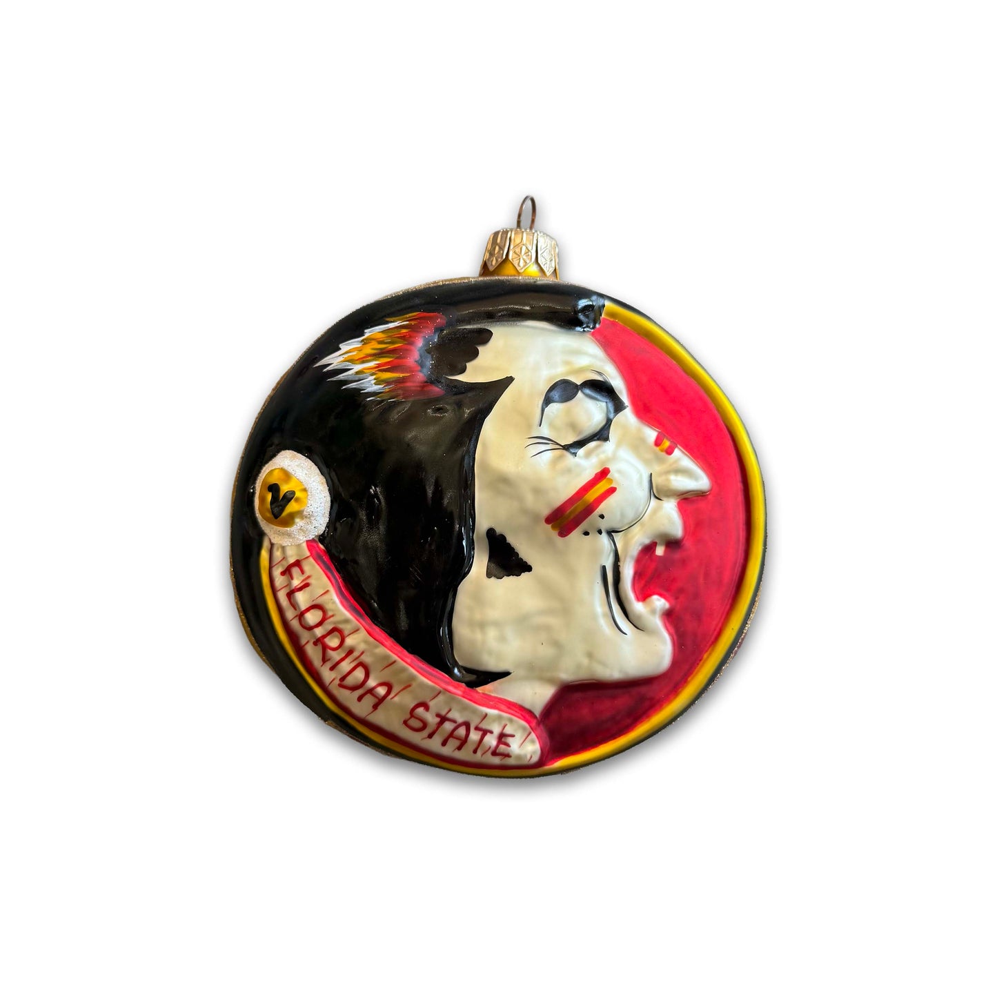 FSU Old Logo Blown Glass Ornament