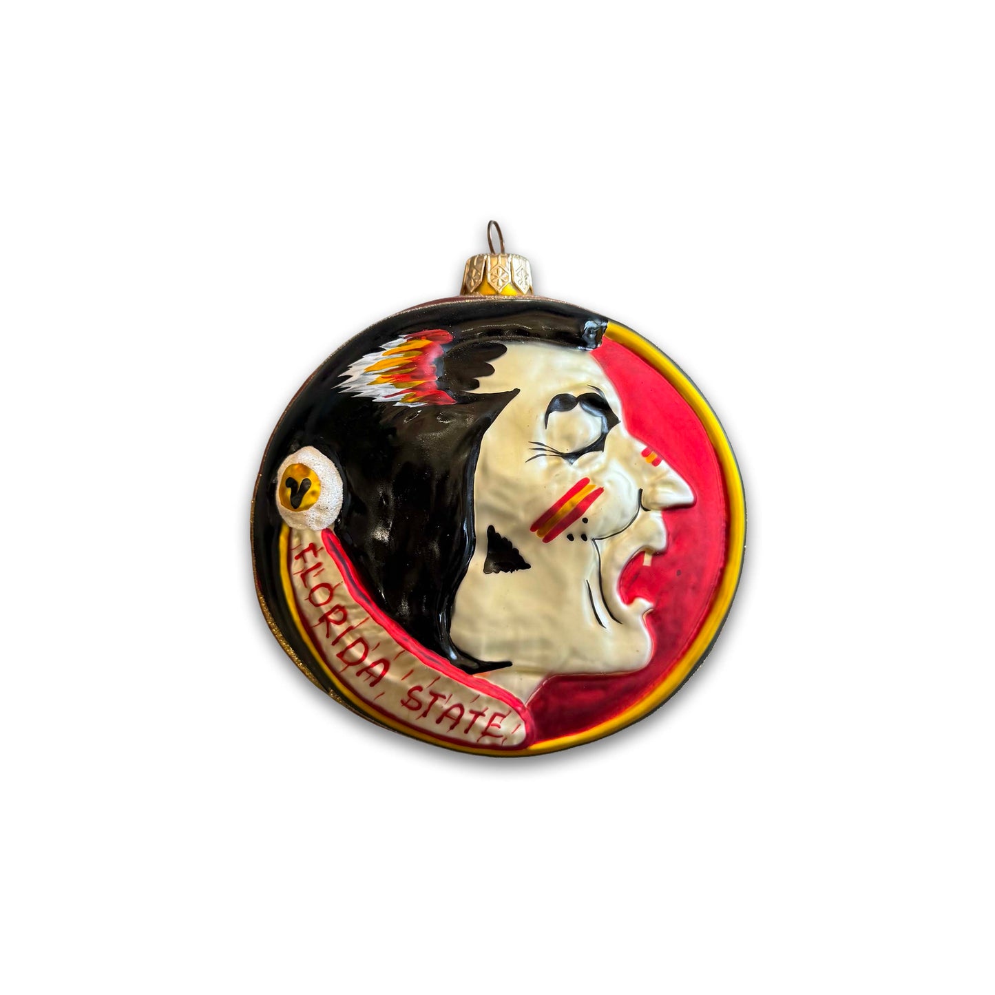 FSU Old Logo Blown Glass Ornament