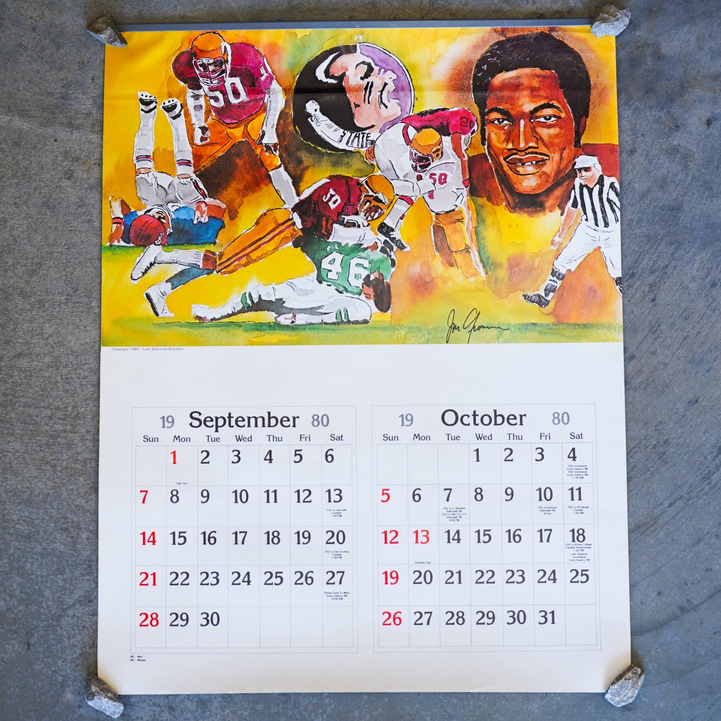 1980 FSU Watercolor Flip Calendar