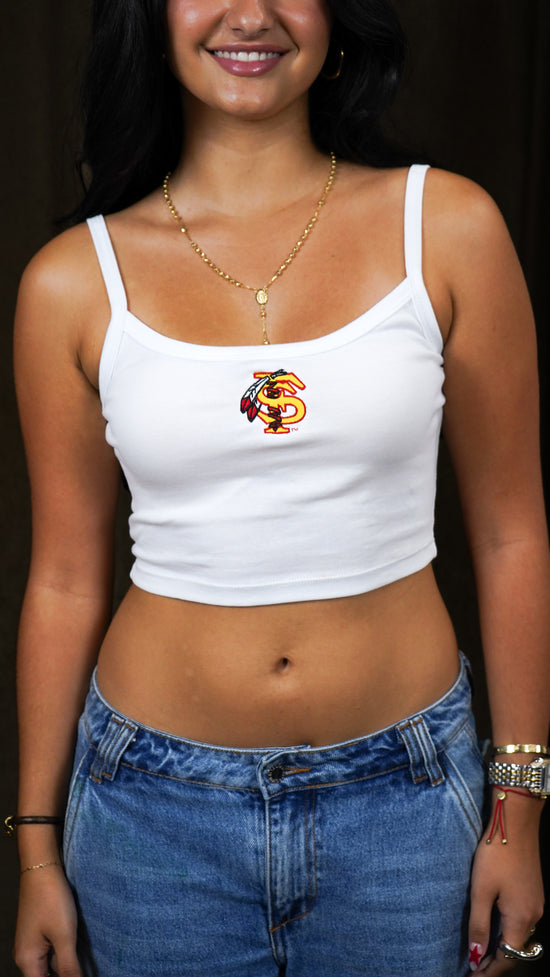 Florida State "FS" White Cropped Tank